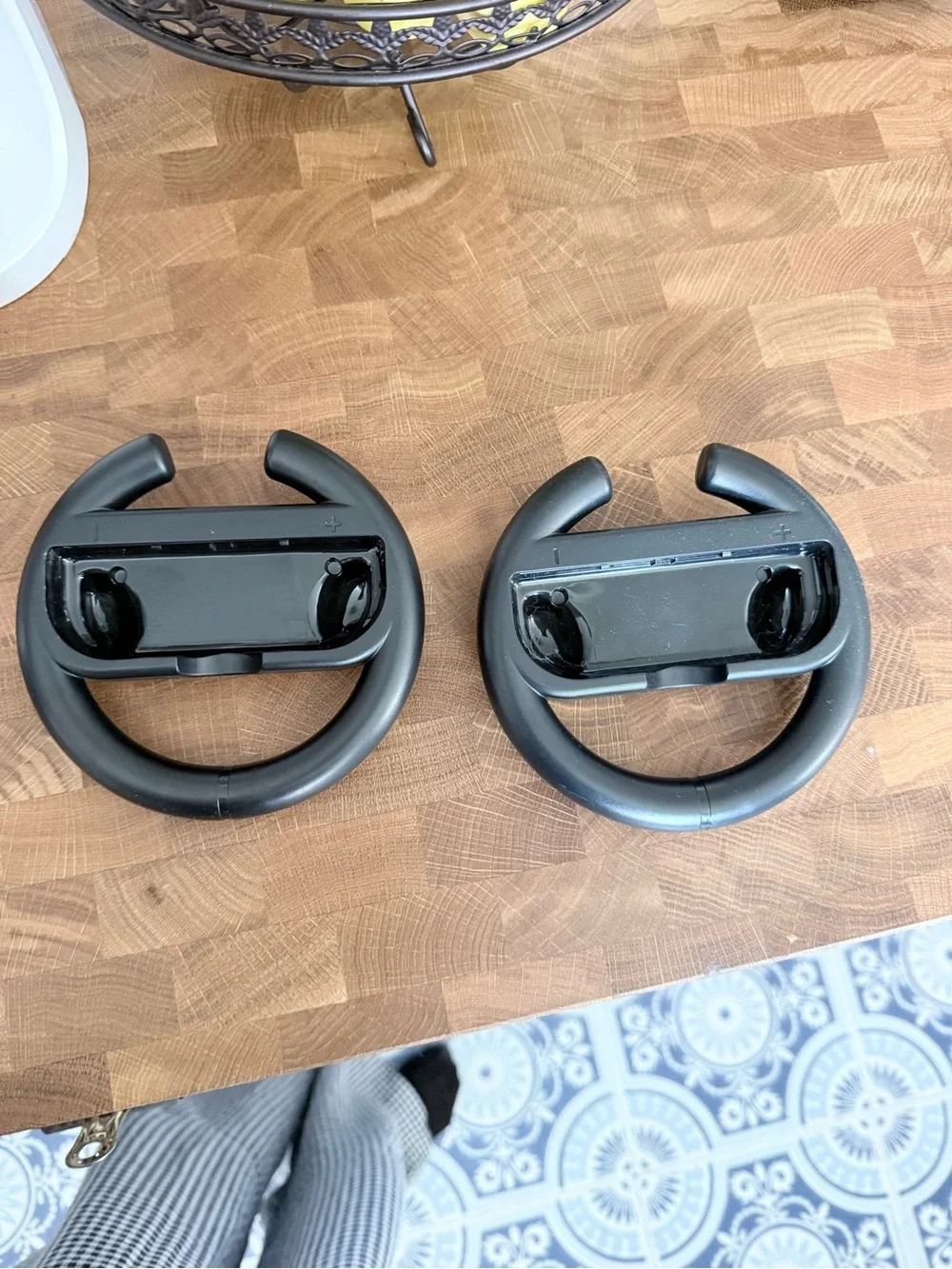 Pair of Black Plastic Steering Wheel Game Controller Holders